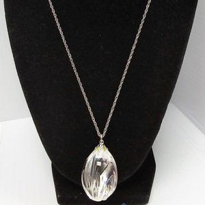 Vintage Gorham Sterling Chain necklace W/ Crystal Glass Pendant